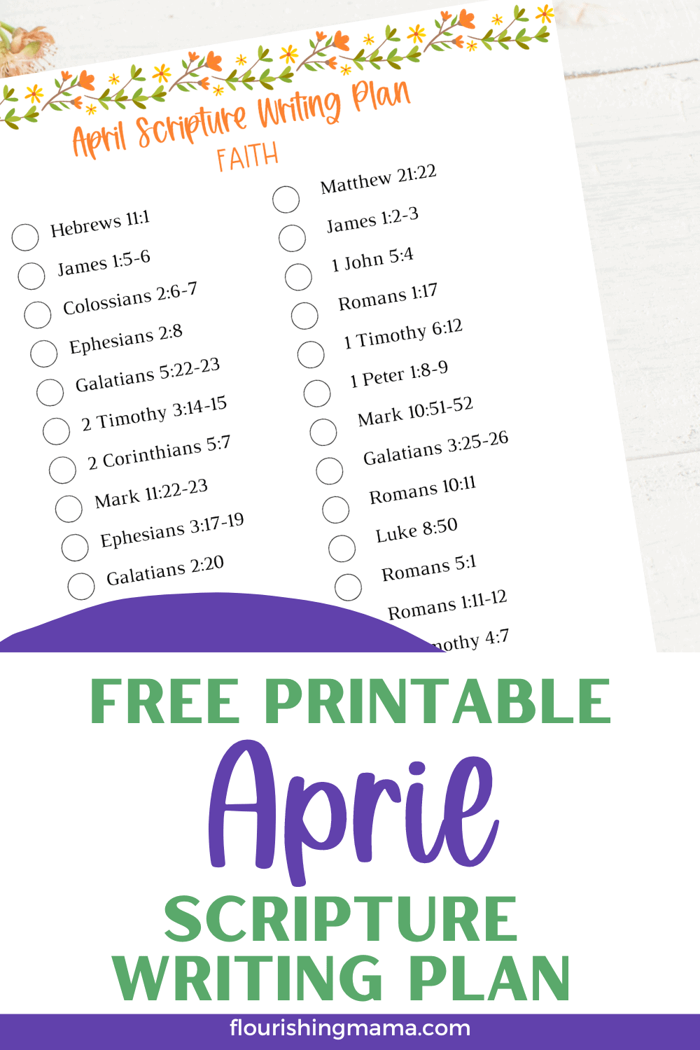 Free Printable April Scripture Writing Plan