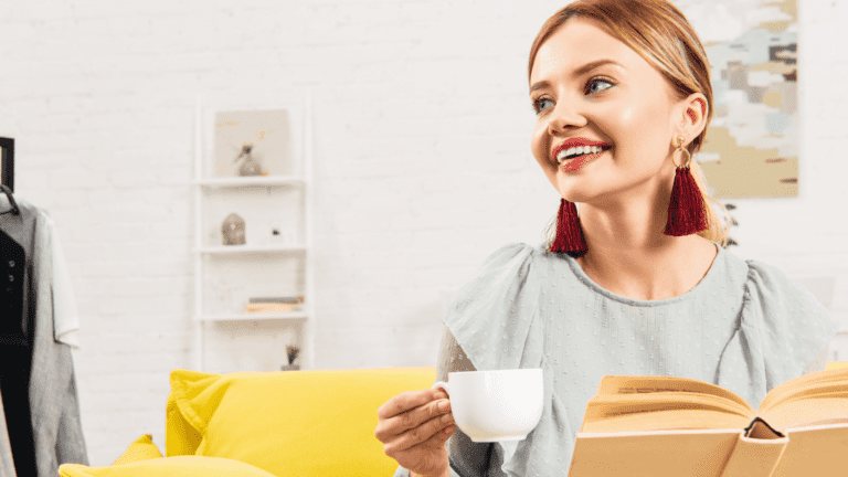 woman with coffee and Bible