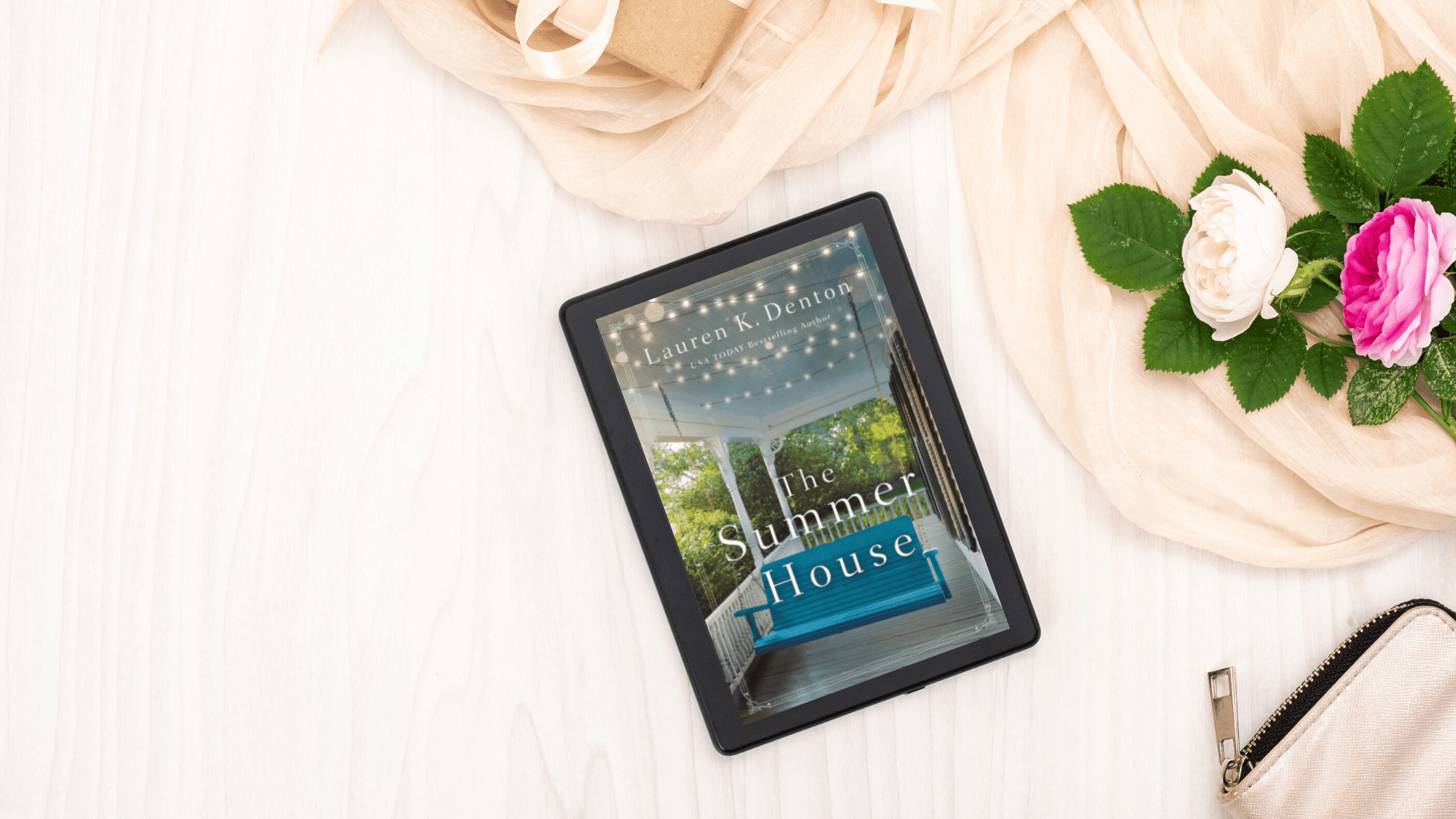 ereader featuring cover of The Summer House by Laruen K. Denton