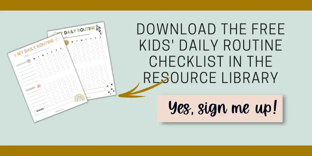 kid's daily checklist signup