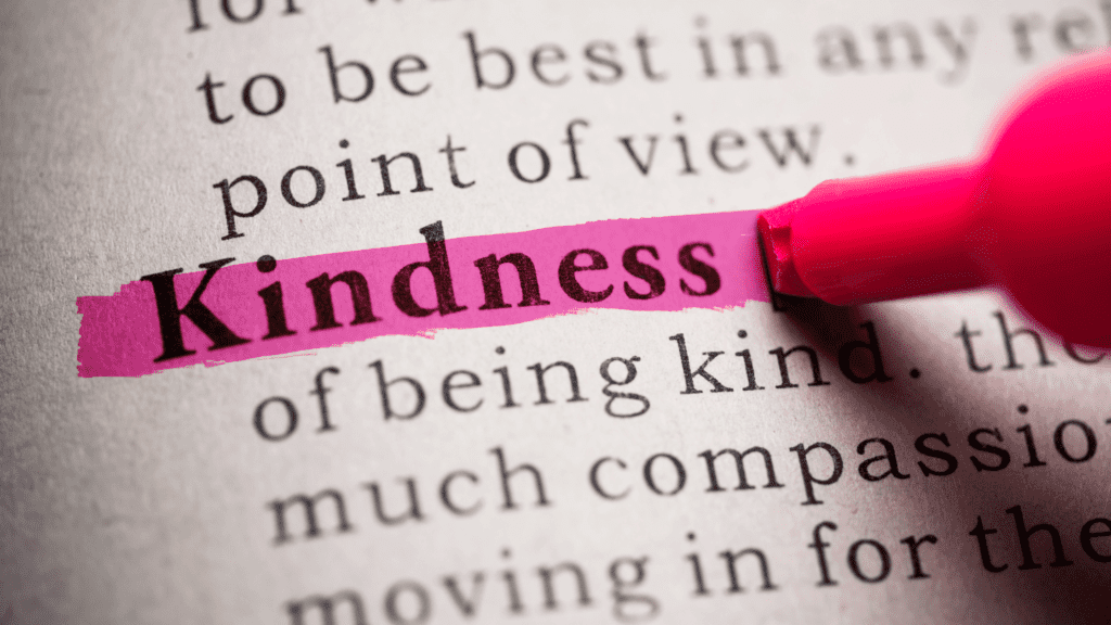 highlighter marking the word "kindness"