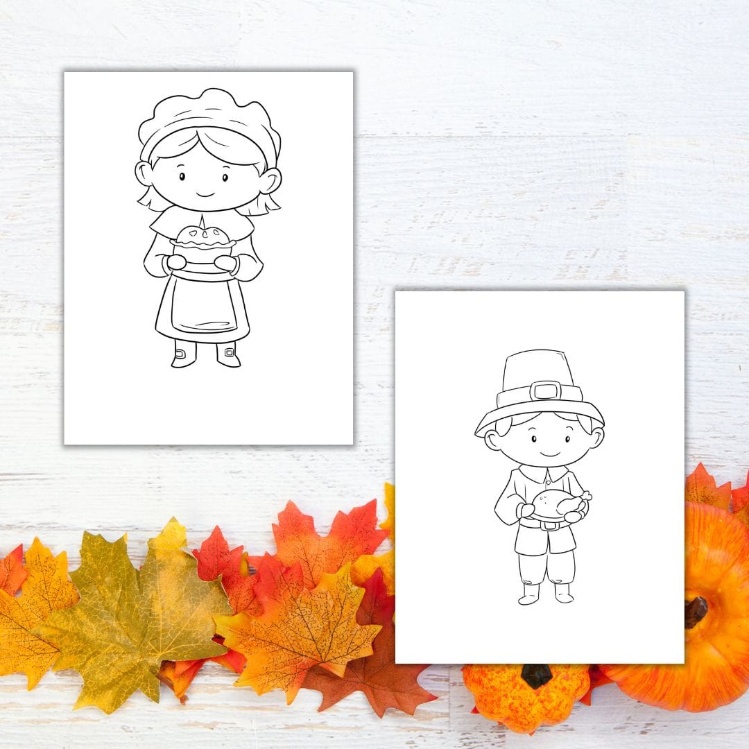 Cute Thanksgiving Pilgrim Coloring Pages For Kids (free Printable!)