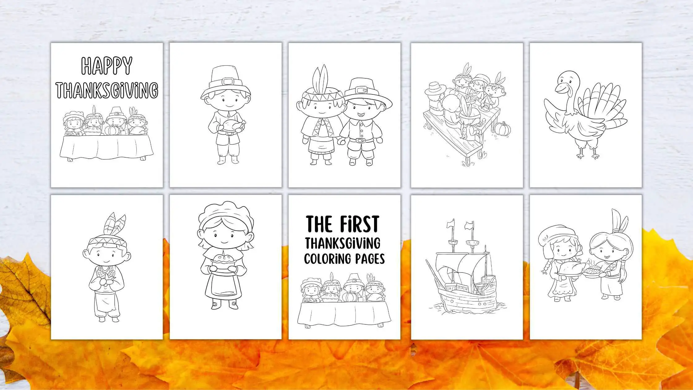 Cute Thanksgiving Pilgrim Coloring Pages for Kids (free printable!)