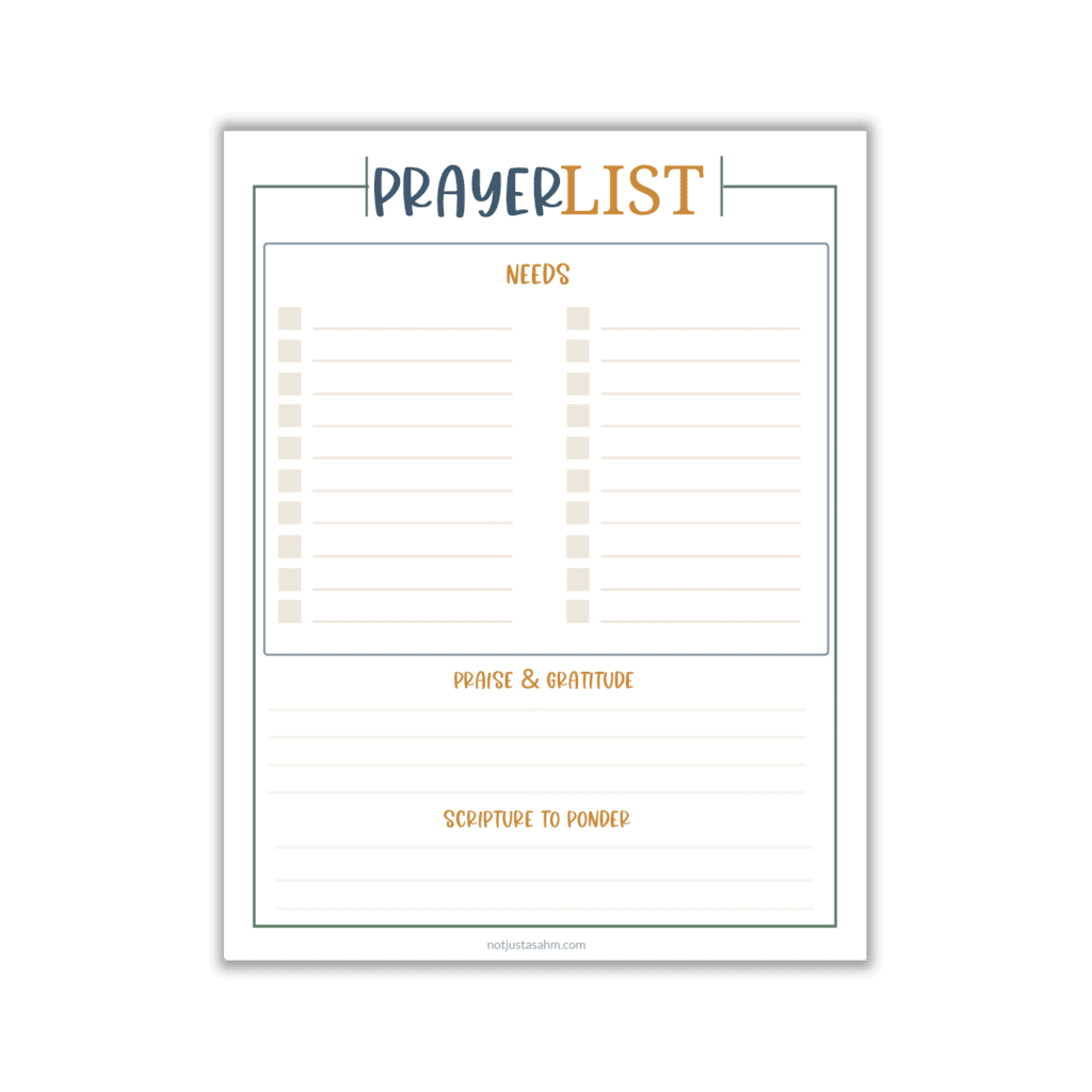 prayer list template 