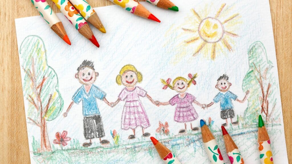 child's drawing of a happy family