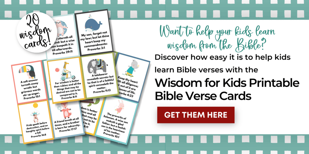 Sample of Wisdom for Kids Bible Verse Cards and link to purchase