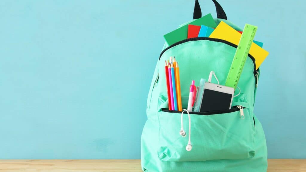 child's backpack ready for back to school