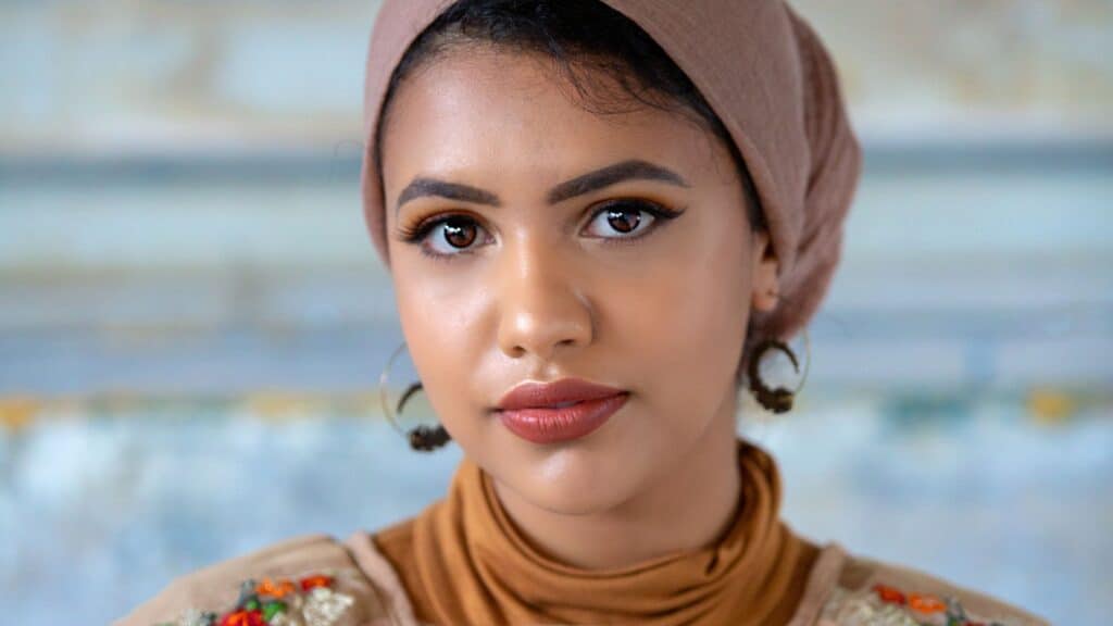 beautiful woman wearing a headscarf