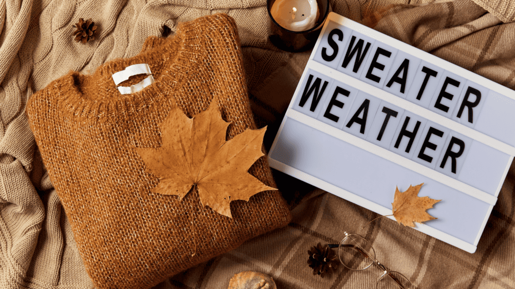 fall letter board that reads "sweater weather"