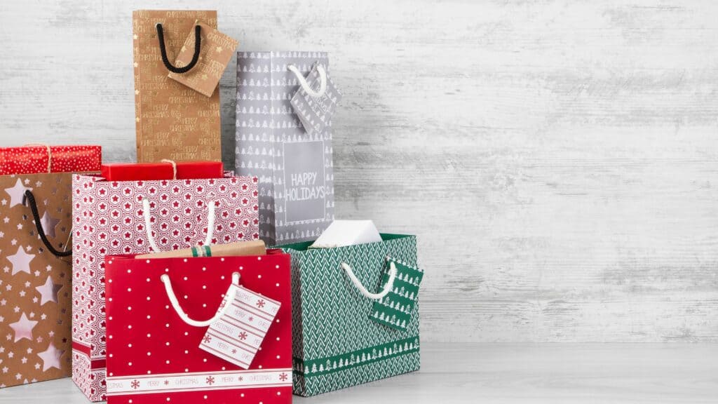 collection of Christmas gift bags