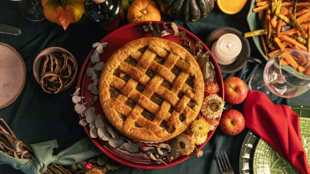 pie on a Thanksgiving table