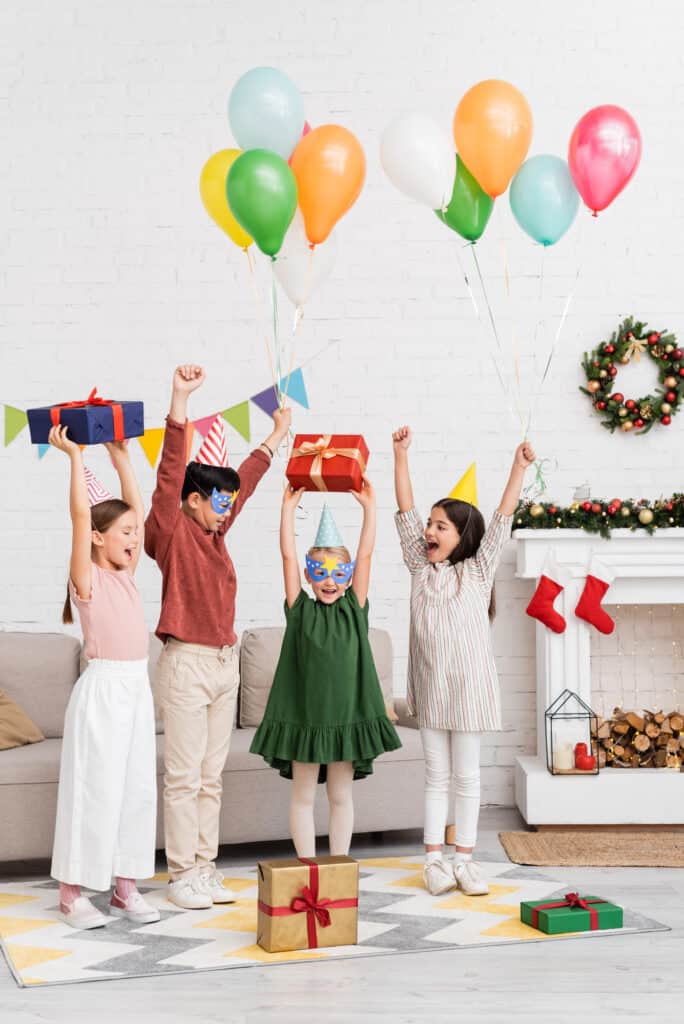 kids playing at Christmas