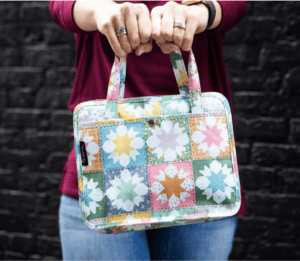 woman holding Bible carrier bag