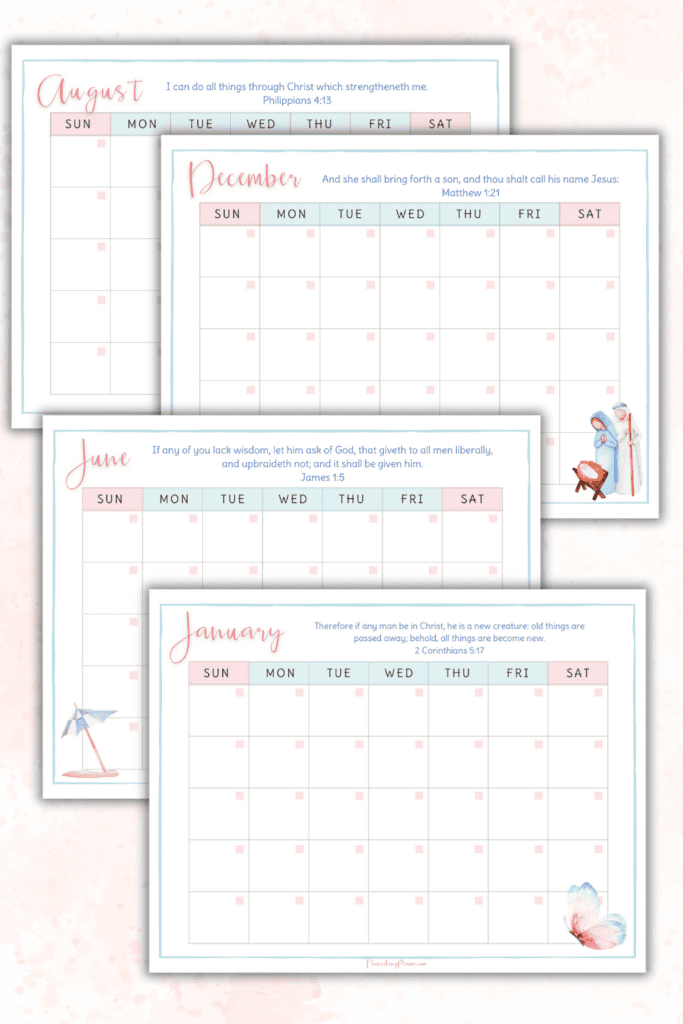 Bible verse calendar printable