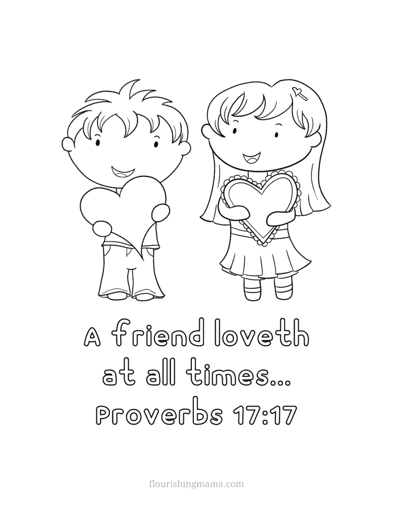 a friend loveth at all times valentines coloring page