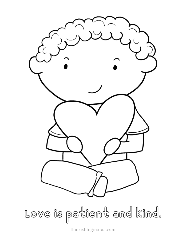 Love is patient and kind coloring page