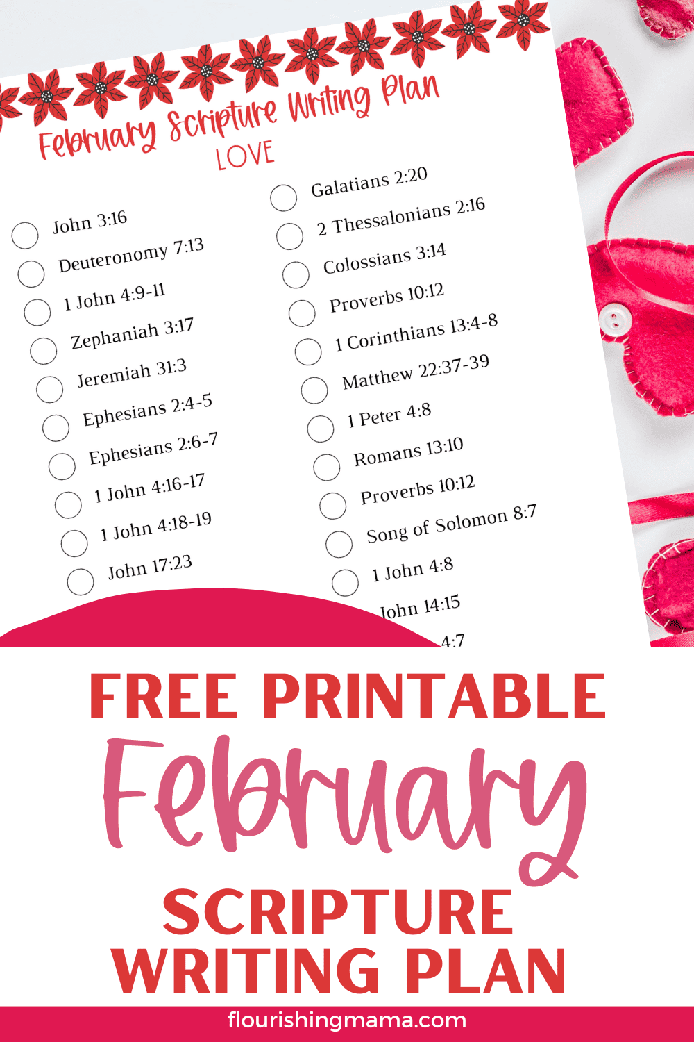 Free Printable February Scripture Writing Plan | Flourishing Mama