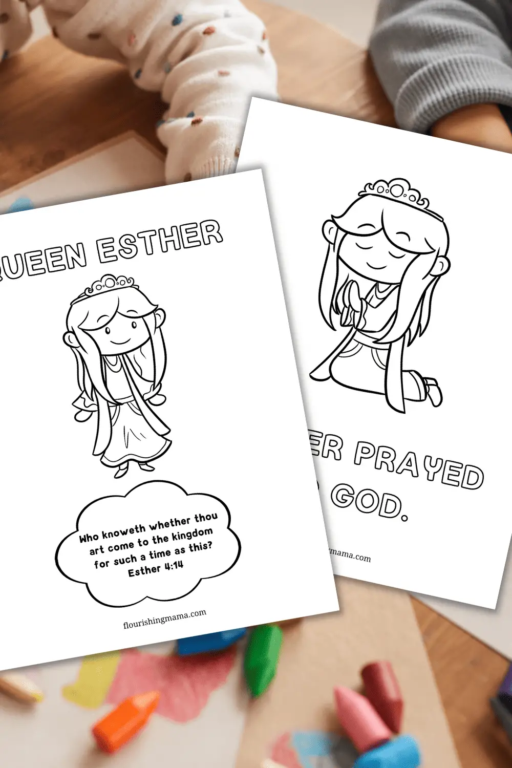 two Queen Esther coloring pages