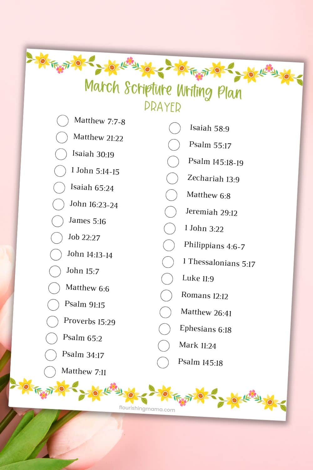 sample of March Scripture writing plan