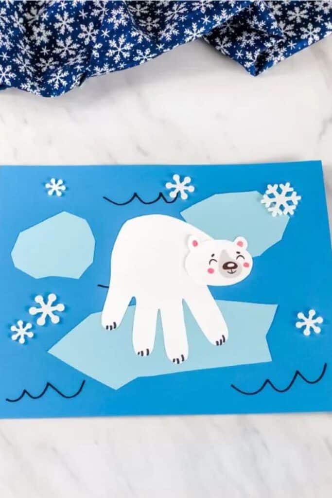 polar bear handprint craft