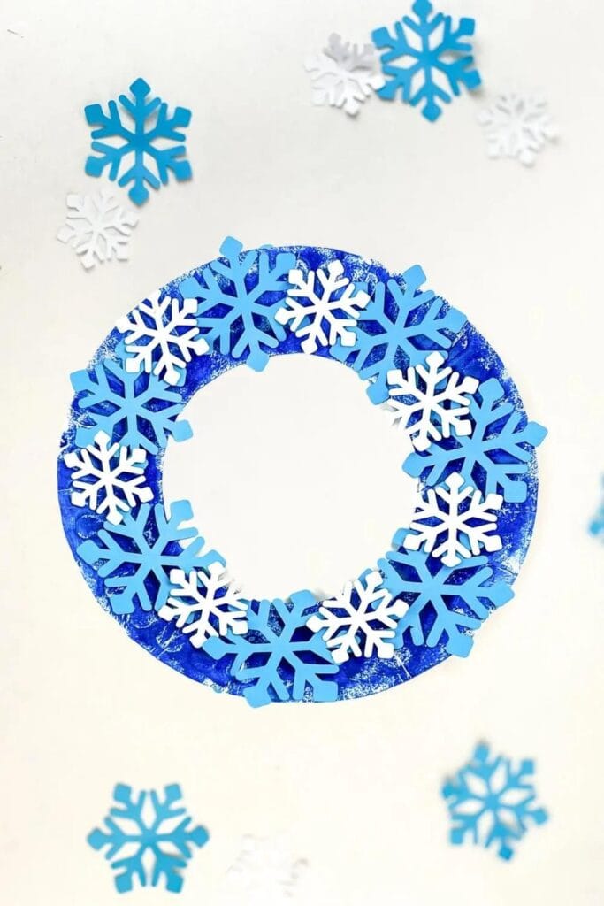 snowflake paper plate wreath