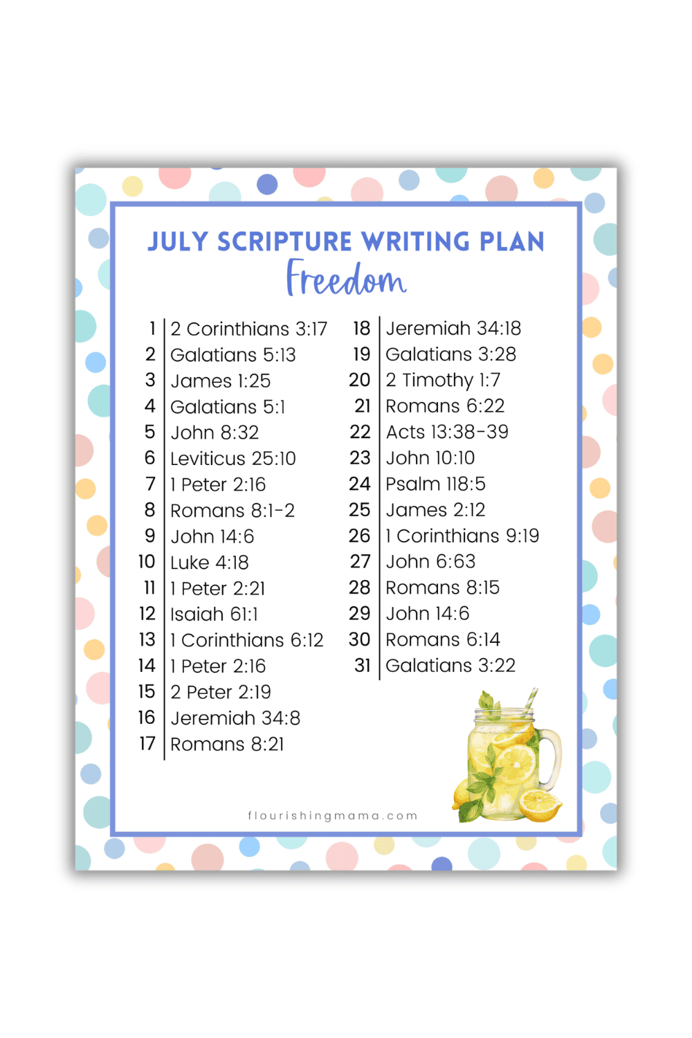 July Scripture writing plan