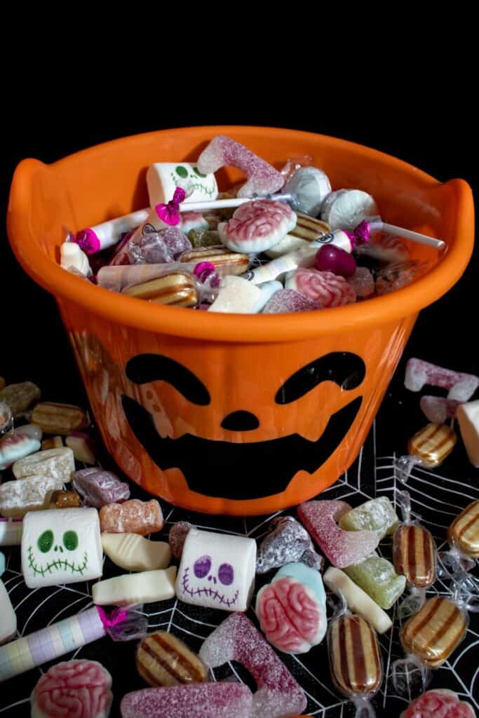 bucket of halloween candy