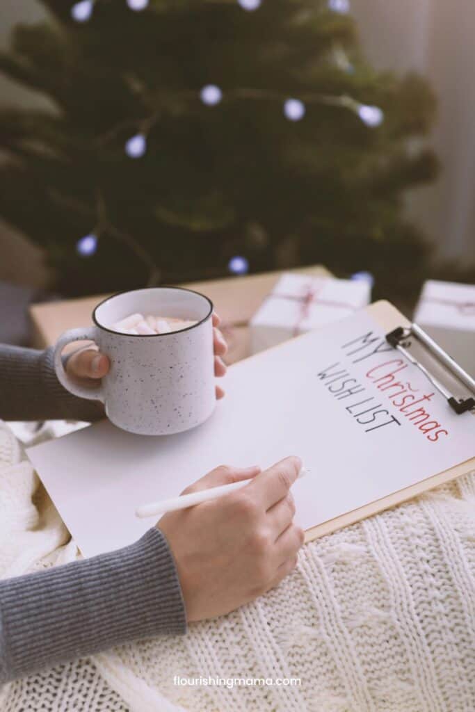 woman writing a list to prepare for Christmas