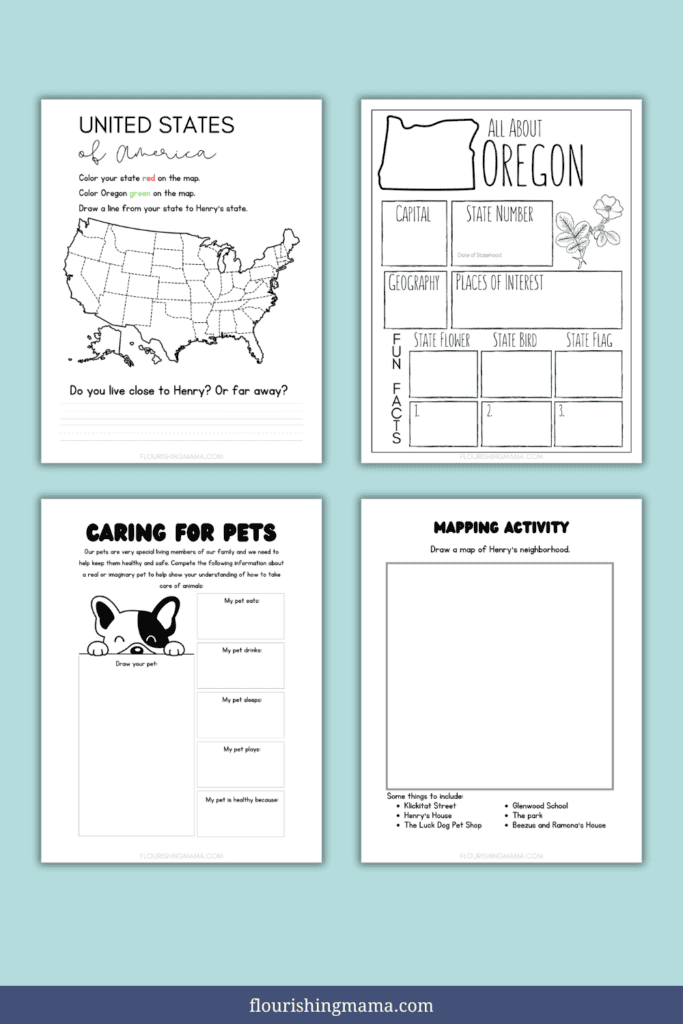 social studies and science activities in Henry Huggins unit study