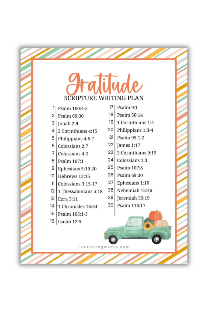gratitude Scripture writing plan