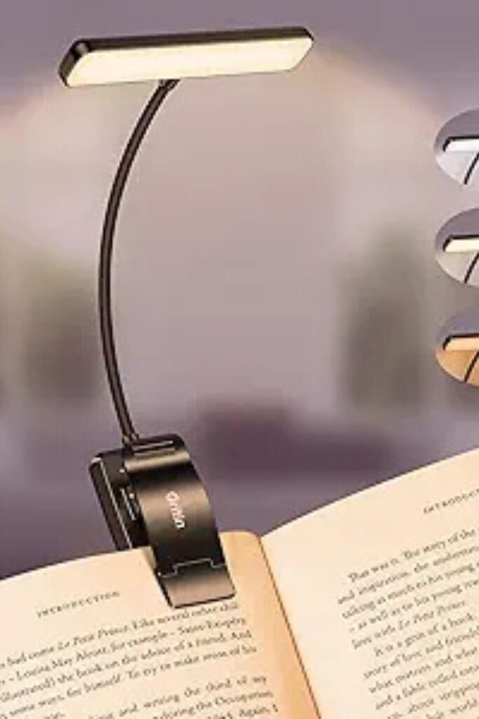 book light attached to a book