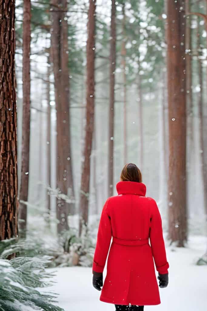 woman walking in the snow