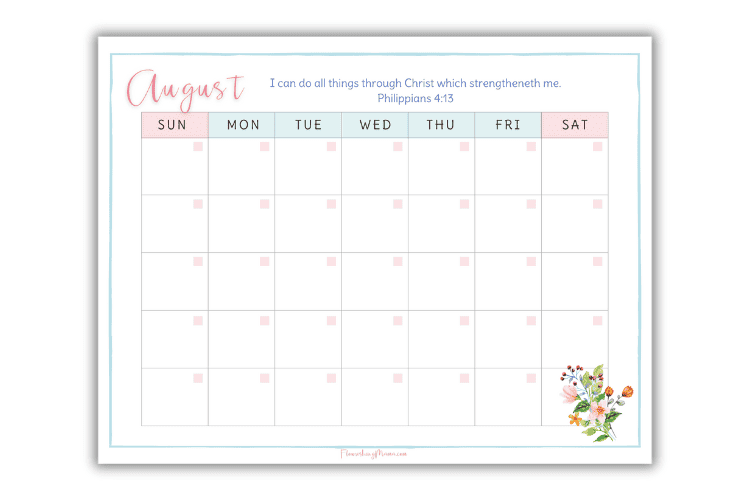 august bible verse calendar