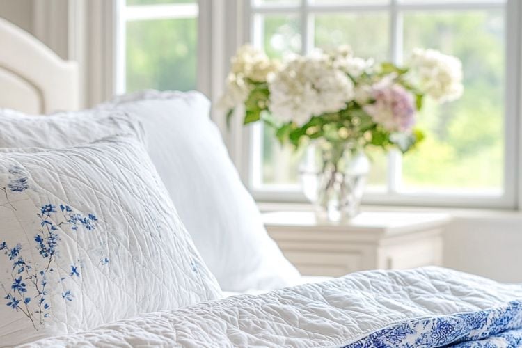 neatly made bed