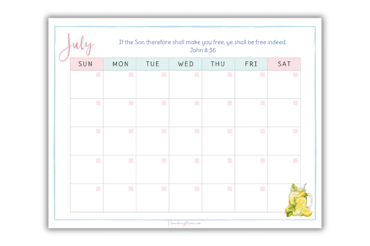 july bible verse calendar
