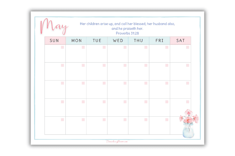 may bible verse calendar