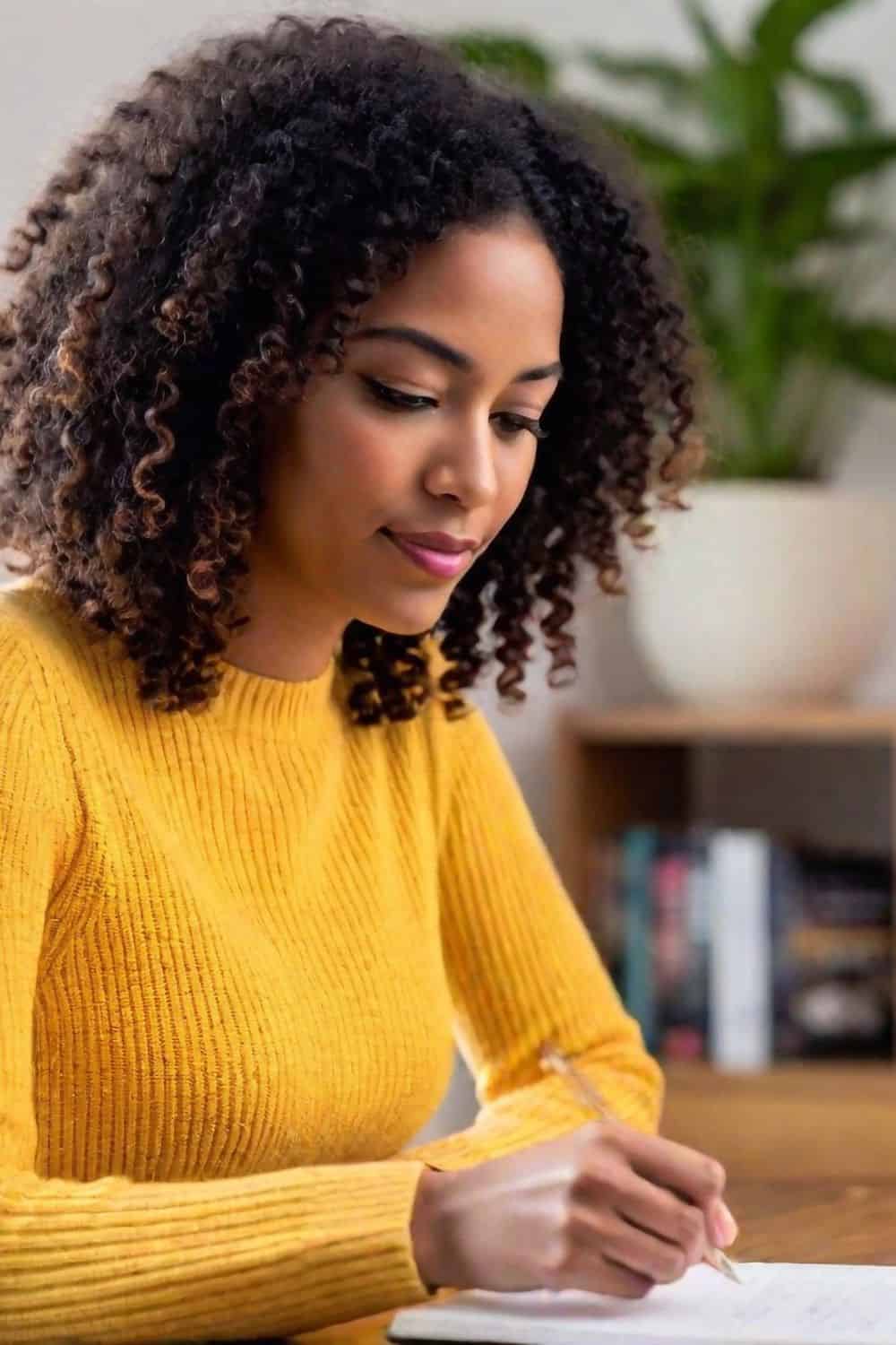 woman writing her goals for the year