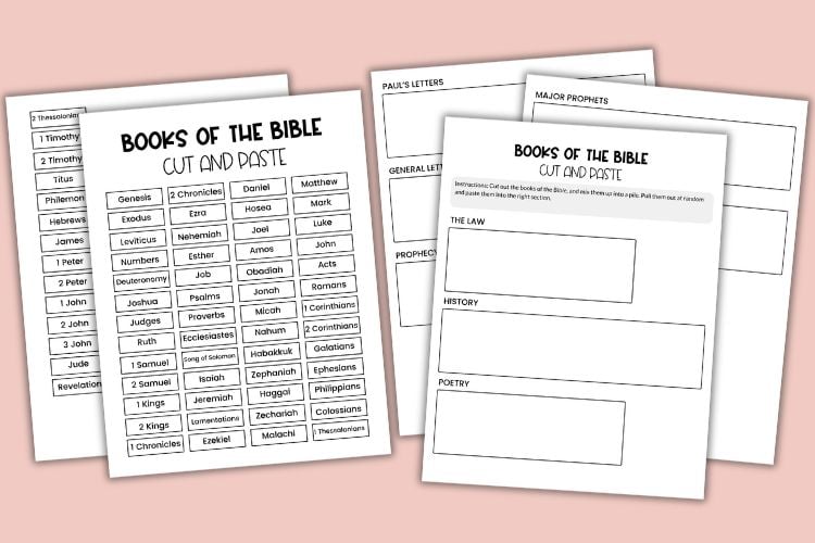 books of the bible cut and paste game
