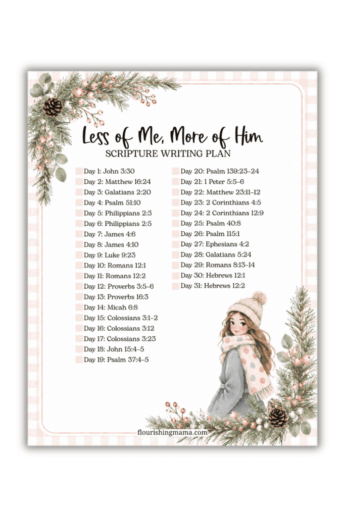 less of me, more of him scripture writing plan