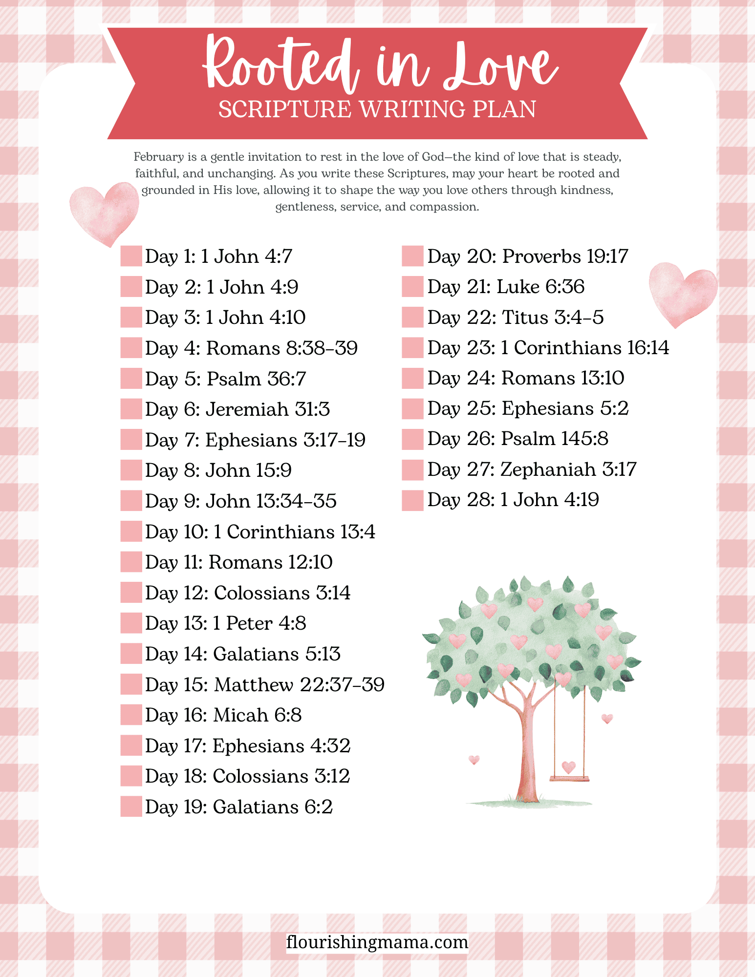 February 2026 Scripture Writing Plan--Rooted in Love