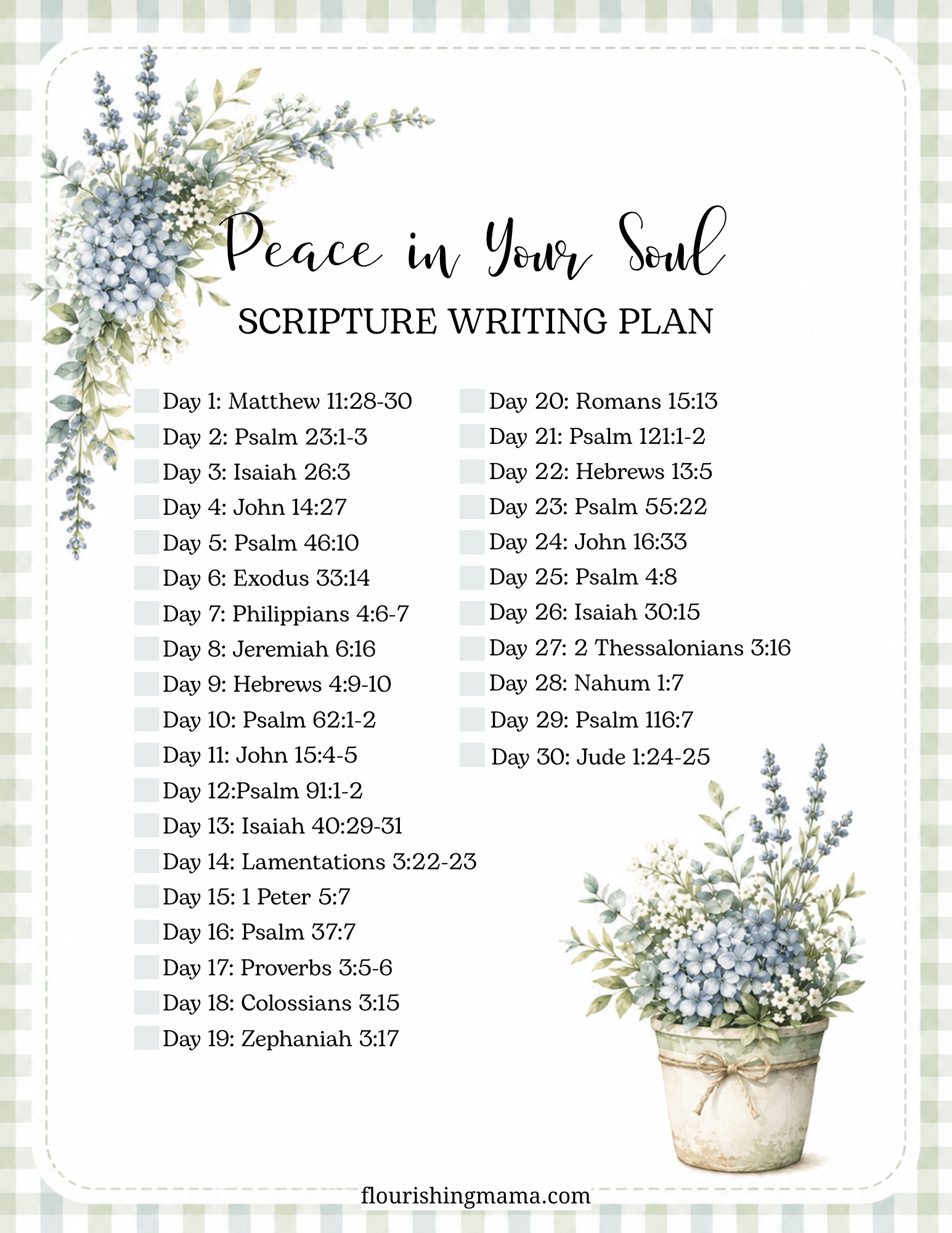june 2026 Scripture writing plan--peace in your soul