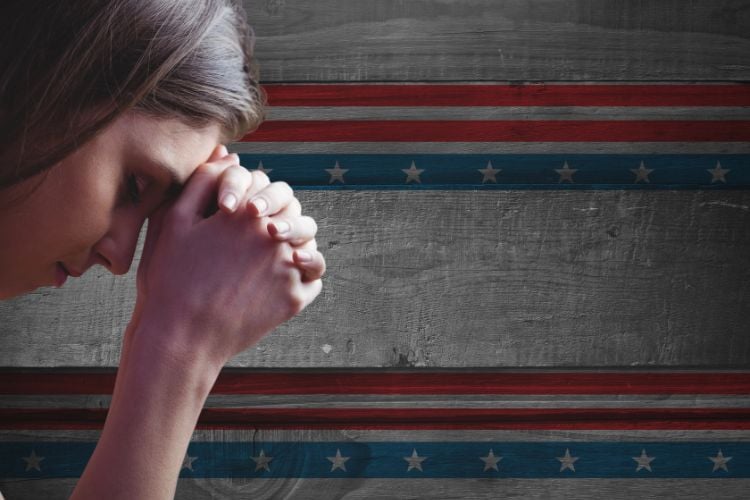 woman praying for America