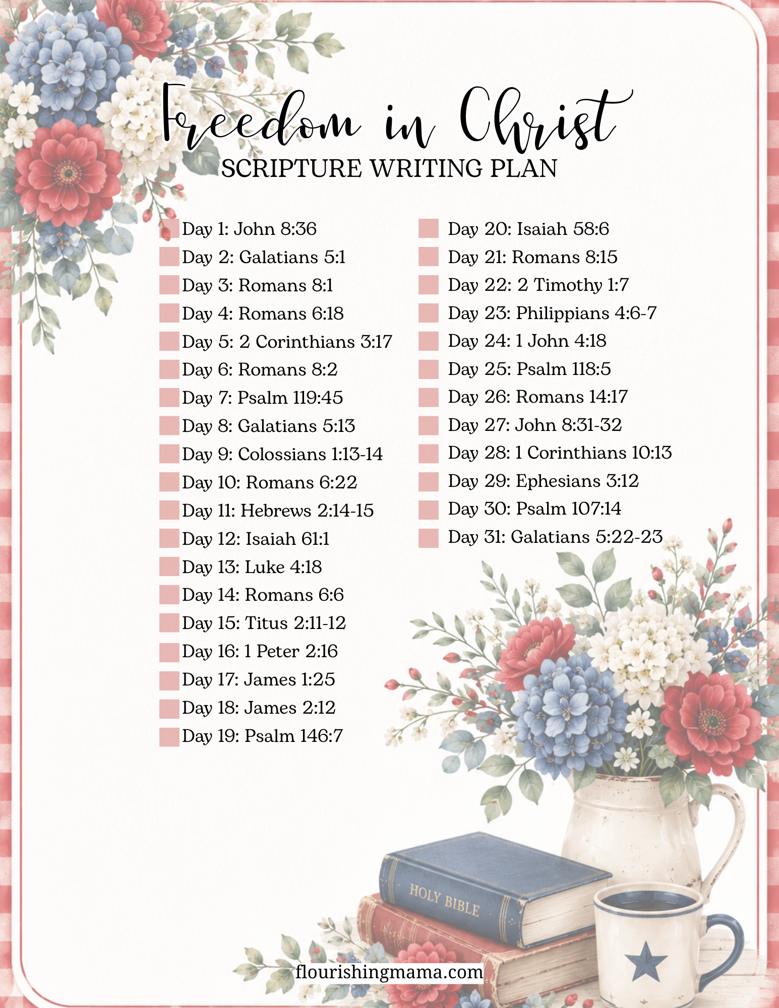 freedom in Christ Scripture writing plan