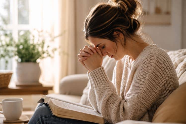 woman praying breath prayers for moms