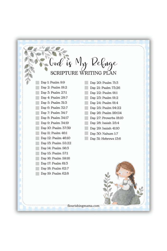 october scripture writing plan--god is my refuge